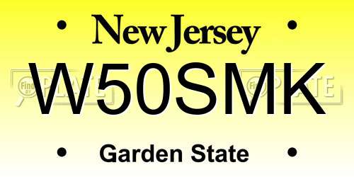 W50SMK New Jersey License Plate