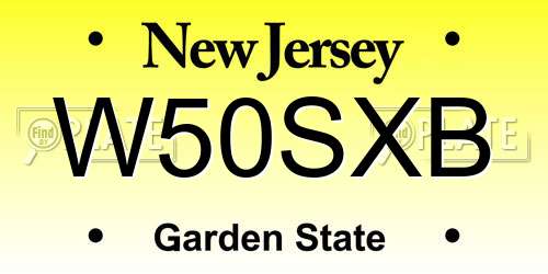 W50SXB New Jersey License Plate