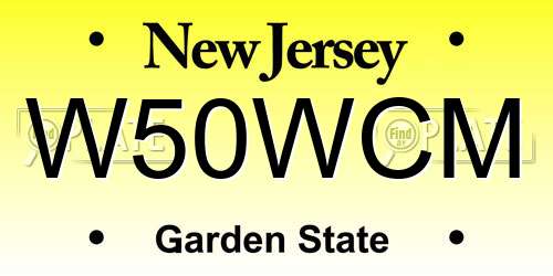 W50WCM New Jersey License Plate