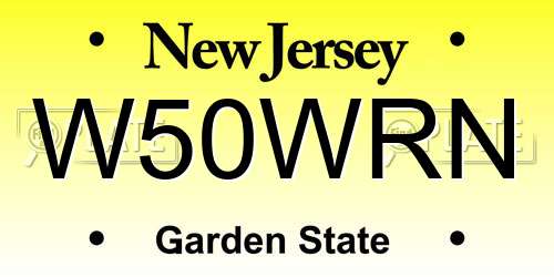 W50WRN New Jersey License Plate