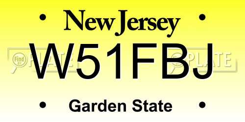 W51FBJ New Jersey License Plate