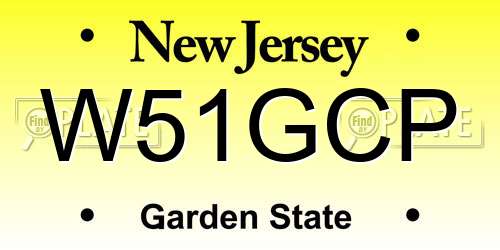 W51GCP New Jersey License Plate