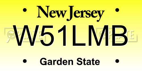 W51LMB New Jersey License Plate