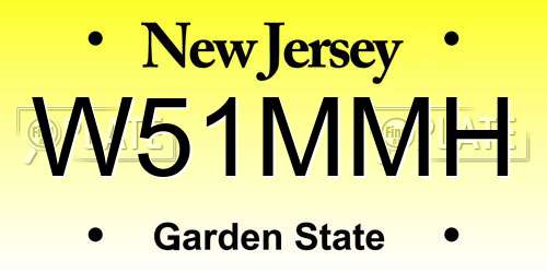 W51MMH New Jersey License Plate