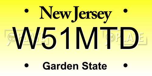 W51MTD New Jersey License Plate