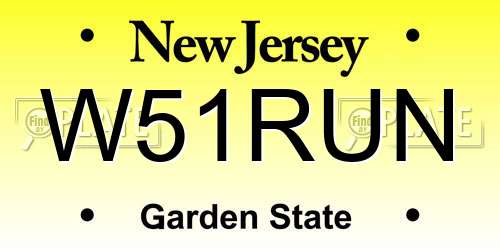 W51RUN New Jersey License Plate