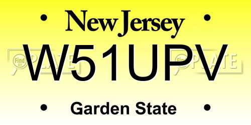 W51UPV New Jersey License Plate