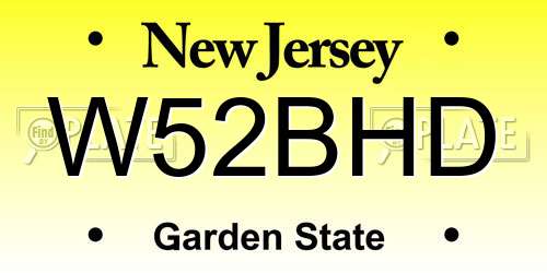 W52BHD New Jersey License Plate