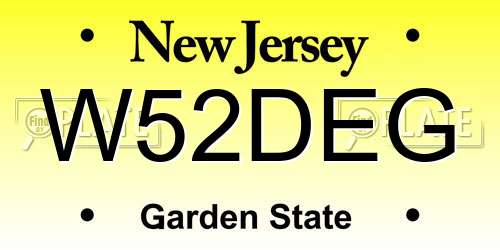 W52DEG New Jersey License Plate