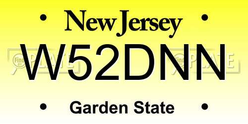 W52DNN New Jersey License Plate