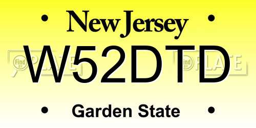 W52DTD New Jersey License Plate