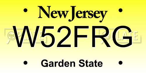 W52FRG New Jersey License Plate