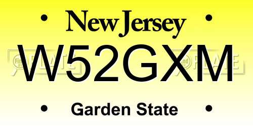 W52GXM New Jersey License Plate