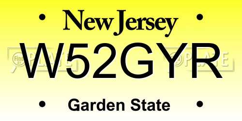 W52GYR New Jersey License Plate