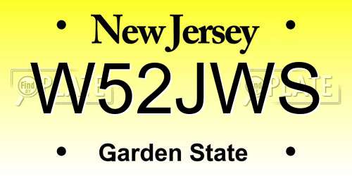 W52JWS New Jersey License Plate