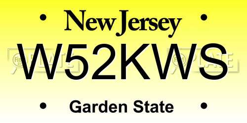W52KWS New Jersey License Plate