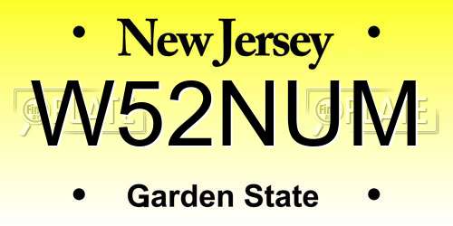 W52NUM New Jersey License Plate