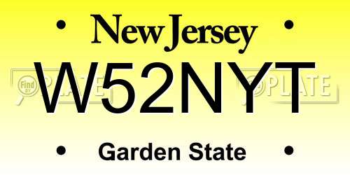 W52NYT New Jersey License Plate