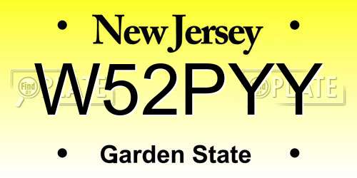 W52PYY New Jersey License Plate