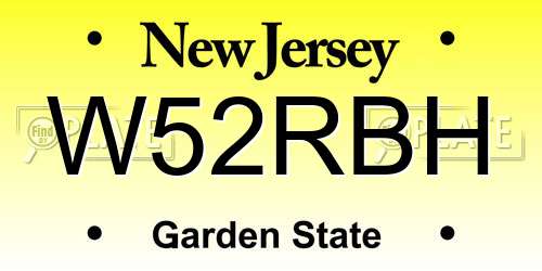 W52RBH New Jersey License Plate