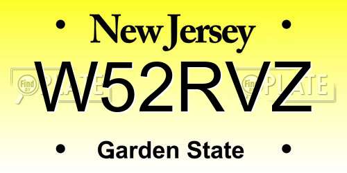 W52RVZ New Jersey License Plate