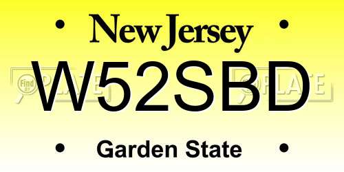 W52SBD New Jersey License Plate