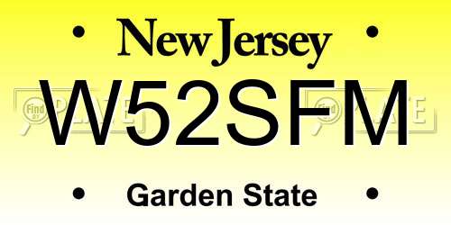 W52SFM New Jersey License Plate