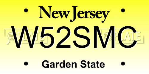 W52SMC New Jersey License Plate