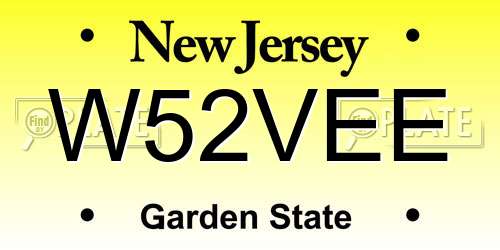 W52VEE New Jersey License Plate