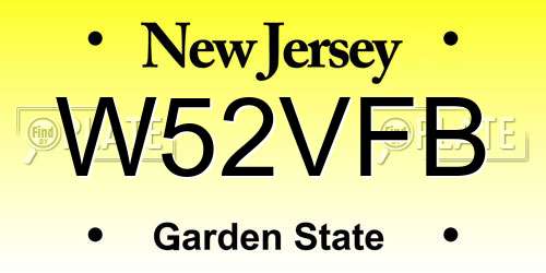W52VFB New Jersey License Plate