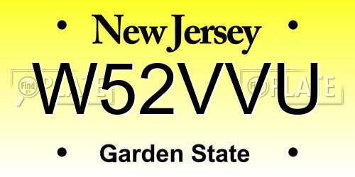 W52VVU New Jersey License Plate