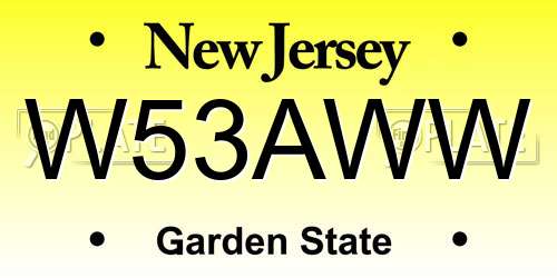 W53AWW New Jersey License Plate