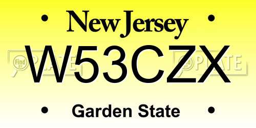 W53CZX New Jersey License Plate