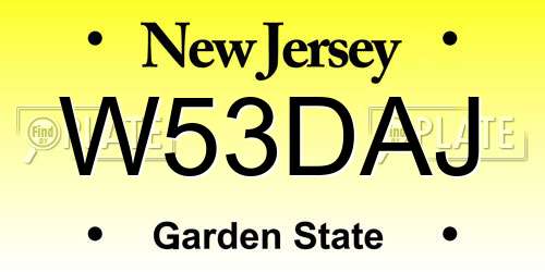 W53DAJ New Jersey License Plate