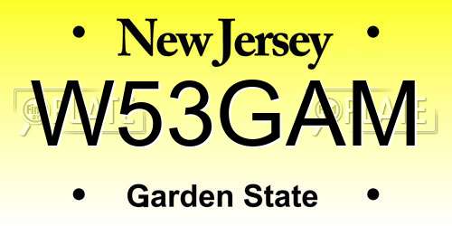 W53GAM New Jersey License Plate