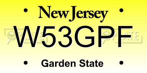 W53GPF New Jersey License Plate