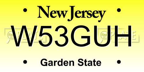 W53GUH New Jersey License Plate