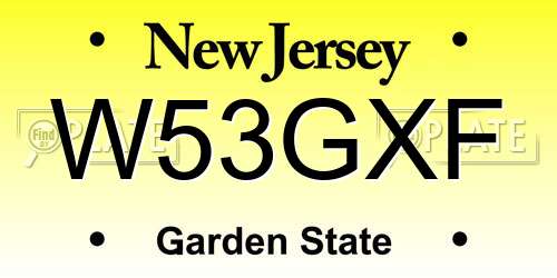 W53GXF New Jersey License Plate