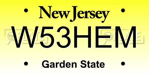 W53HEM New Jersey License Plate