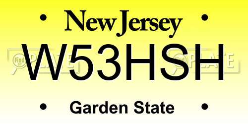 W53HSH New Jersey License Plate