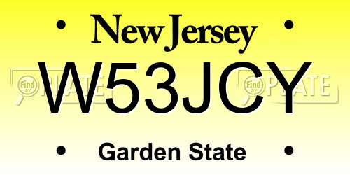 W53JCY New Jersey License Plate