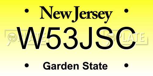W53JSC New Jersey License Plate