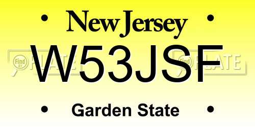 W53JSF New Jersey License Plate