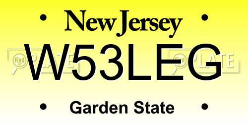 W53LEG New Jersey License Plate