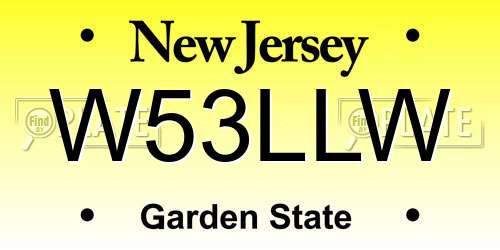 W53LLW New Jersey License Plate