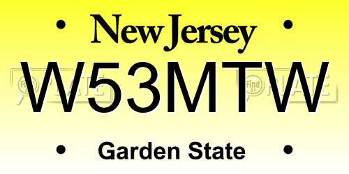 W53MTW New Jersey License Plate