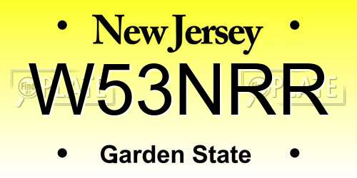 W53NRR New Jersey License Plate