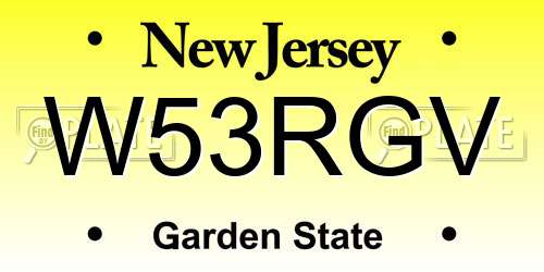 W53RGV New Jersey License Plate