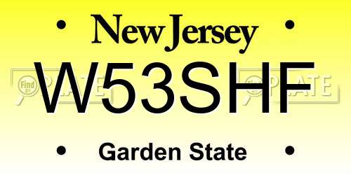 W53SHF New Jersey License Plate