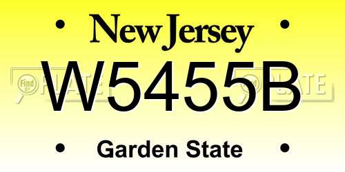 W5455B New Jersey License Plate